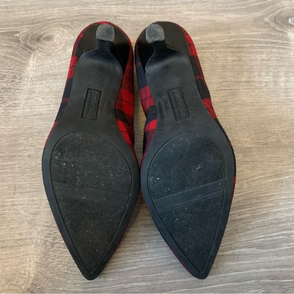 buffalo check plaid pointed toe red black Christmas heels size 8.5 - Picture 4 of 6